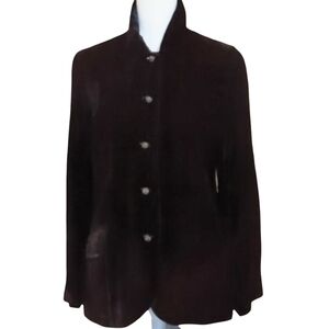 J. Jill Black Velvet Button Front Jacket Size M